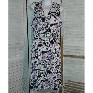 Alfani Dress Size XL Faux Wrap V-Neck Sleeveless Ruffle Pockets